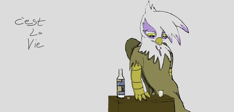 Size: 1920x925 | Tagged: safe, derpibooru import, gilda, gryphon, alcohol, solo