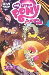 Size: 2063x3131 | Tagged: apple bloom, artist:tonyfleecs, cover, cutie mark crusaders, derpibooru import, discord, idw, jetpack, jetpack comics, planet, ponies in space, safe, scootaloo, space, spacesuit, sweetie belle