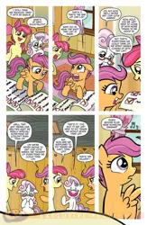 Size: 900x1384 | Tagged: safe, artist:tonyfleecs, derpibooru import, idw, apple bloom, scootaloo, sweetie belle, earth pony, pegasus, pony, unicorn, friends forever, spoiler:comic, spoiler:comicff2, comic, cutie mark crusaders, female, filly, foal, idw advertisement, music notes, official comic, preview, speech bubble, trio