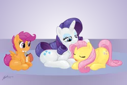 Size: 1500x1000 | Tagged: suggestive, artist:shinekolt, derpibooru import, fluttershy, rarity, scootaloo, pegasus, pony, unicorn, bedroom eyes, drawthread, eyes closed, female, fetish, filly, flarity, grin, hoof fetish, hoof licking, lesbian, licking, mare, notes, prone, shipping, sitting, smiling, tongue out