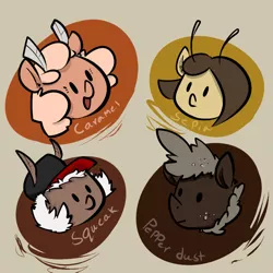 Size: 500x500 | Tagged: ask, askthemothponies, derpibooru import, mothpony, oc, oc:caramel, oc:pepper dust, oc:squeak, original species, profile, safe, tumblr, unofficial characters only