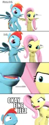 Size: 960x2415 | Tagged: 3d, angry, annoyed, artist:pinkie diane roosevelt phd, comic, derpibooru import, fluttershy, gmod, rainbow blitz, rainbow dash, rule 63, safe