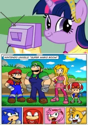 Size: 422x599 | Tagged: source needed, useless source url, safe, derpibooru import, twilight sparkle, twilight sparkle (alicorn), alicorn, pony, amy rose, crossover, exploitable meme, female, knuckles the echidna, luigi, mare, mario, meme, miles "tails" prower, obligatory pony, parody, princess peach, sonic boom, sonic the hedgehog, sonic the hedgehog (series), super mario bros., toad (mario bros), tv meme, twiface, wrong neighborhood