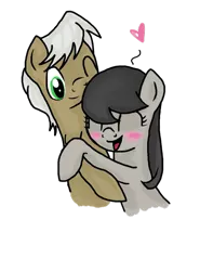 Size: 769x1040 | Tagged: artist:starcrystal272, blushing, derpibooru import, female, frederic horseshoepin, fredtavia, heart, hug, male, octavia melody, safe, shipping, straight