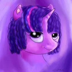 Size: 1417x1417 | Tagged: artist:neroscottkennedy, derpibooru import, dreadlocks, safe, solo, twilight sparkle