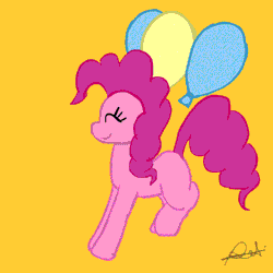 Size: 500x500 | Tagged: animated, artist:mysterimaan, balloon, cute, derpibooru import, jumping, pinkie pie, safe, solo