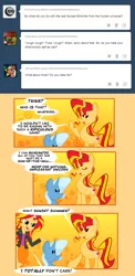 Size: 828x1696 | Tagged: safe, artist:miroslav46, derpibooru import, sunset shimmer, trixie, pony, equestria girls, ask, cardboard cutout, human ponidox, sunset shimmer hates you, tumblr