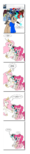 Size: 840x4304 | Tagged: safe, artist:dekomaru, derpibooru import, pinkie pie, princess celestia, oc, oc:confetti, oc:dazzle, ponified, pony, princess molestia, tumblr:ask twixie, baby, baby pony, comic, foal, maury povich, offspring, parent:oc:dazzle, parent:pinkie pie, parents:canon x oc, tumblr