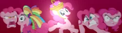 Size: 1882x516 | Tagged: angry, basket hat, blurry, hat, pinkie pie, safe, vector