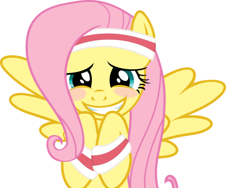 Size: 10800x8979 | Tagged: safe, artist:uxyd, derpibooru import, fluttershy, hurricane fluttershy, absurd resolution, blushing, headband, simple background, solo, transparent background, vector, wristband