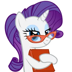 Size: 1073x1073 | Tagged: alternate hairstyle, artist:zacatron94, book, derpibooru import, glasses, nerd pony, part of a set, ponytail, rarity, rarity's glasses, safe, simple background, solo, transparent background, vector