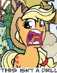 Size: 261x331 | Tagged: safe, derpibooru import, idw, applejack, spoiler:comic, spoiler:comicff2, expand dong, exploitable meme, faic, meme, mouth