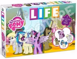 Size: 450x344 | Tagged: safe, derpibooru import, derpy hooves, doctor whooves, time turner, twilight sparkle, twilight sparkle (alicorn), vinyl scratch, alicorn, pony, board game, fake, female, mare, muffin, the game of life