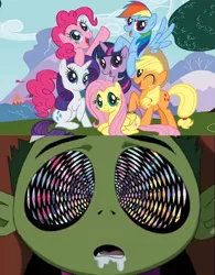 Size: 722x925 | Tagged: applejack, beast boy, brony, derpibooru import, fluttershy, hypnosis, hypnotized, join the herd, mad mod, mane six, mane six opening poses, meme, pinkie pie, rainbow dash, rarity, safe, teen titans, twilight sparkle