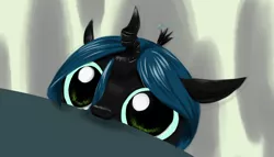 Size: 1103x631 | Tagged: artist needed, changeling, changeling queen, cute, cutealis, derpibooru import, diabetes, female, hnnng, horn, it hungers, kilroy was here, looking at you, nom, nymph, queen chrysalis, safe, smiling, solo, soon, source needed, the end is nigh, weapons-grade cute