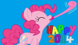 Size: 881x512 | Tagged: 2014, artist:heartinarosebud, derpibooru import, happy new year, pinkie pie, safe, solo