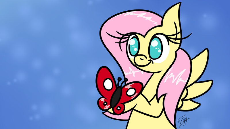 Size: 3840x2160 | Tagged: artist:muzza299, butterfly, derpibooru import, fluttershy, safe, solo