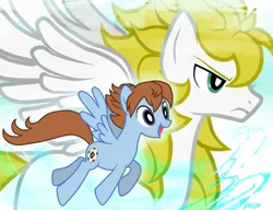 Size: 1000x768 | Tagged: safe, artist:dal, derpibooru import, ponified, pegasus, pony, cutie mark, flying, frown, glare, happy, inazuma eleven, inazuma eleven go, inazuma eleven go galaxy, matsukaze tenma, open mouth, serious, smiling, soul, spread wings