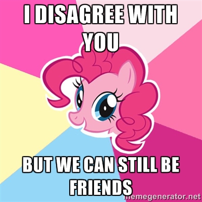 Size: 400x400 | Tagged: safe, derpibooru import, pinkie pie, advice meme, artifact, cute, disagreement friends, exploitable meme, friends, image macro, meme, reaction image, solo