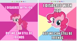 Size: 510x273 | Tagged: derpibooru, derpibooru import, exploitable meme, filly, forced juxtaposition, friends, image macro, juxtaposition, juxtaposition win, meme, meta, pinkie pie, safe, text