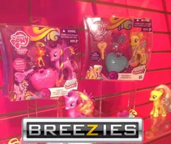 Size: 500x422 | Tagged: safe, derpibooru import, fluttershy, twilight sparkle, pegasus, unicorn, it ain't easy being breezies, brazzers, brushable, logo, photo, toy