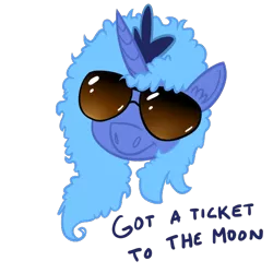 Size: 600x600 | Tagged: artist:fxcellent, electric light orchestra, feather boa, filly, portrait, princess luna, safe, simple background, solo, song reference, sunglasses, to the moon, woona, younger