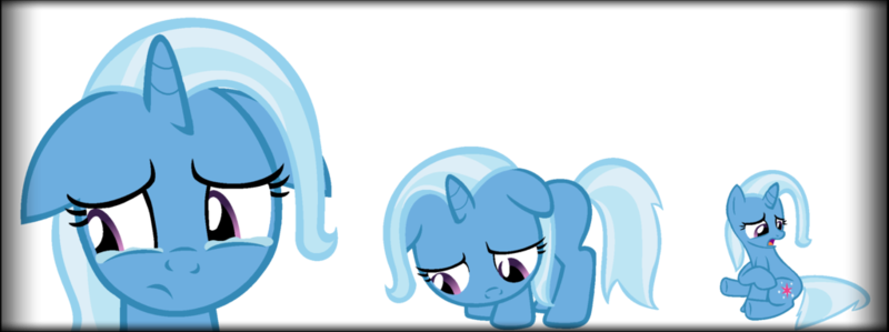 Size: 1024x383 | Tagged: safe, artist:casey-the-unicorn, artist:chibinekogirl102, artist:elijahxronja, derpibooru import, trixie, pony, unicorn, crying, female, filly, mare, sad, solo, swapped cutie marks