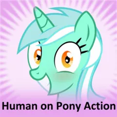 Size: 250x250 | Tagged: safe, derpibooru import, lyra heartstrings, pony, derpibooru, blushing, human on pony action, irrational exuberance, meta, official spoiler image, solo, spoilered image joke, that pony sure does love humans