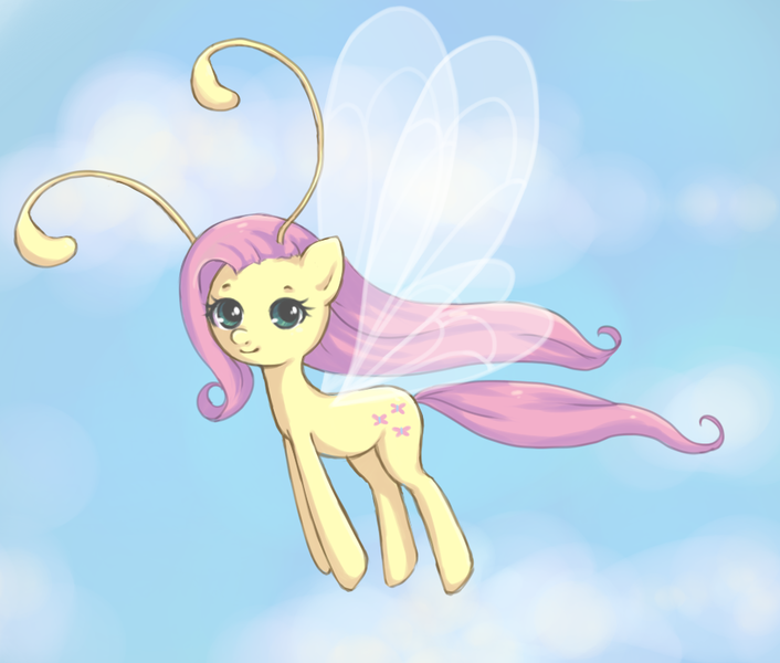 Size: 957x813 | Tagged: artist:risuchan, breezie, breeziefied, cute, daaaaaaaaaaaw, derpibooru import, diabreezies, female, flutterbreez, fluttershy, flying, it ain't easy being breezies, safe, smiling, solo, species swap