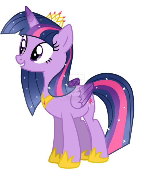 Size: 1600x1836 | Tagged: safe, artist:luuandherdraws, derpibooru import, twilight sparkle, twilight sparkle (alicorn), alicorn, pony, female, grin, hoof shoes, jewelry, mare, new crown, older, peytral, regalia, simple background, smiling, solo, sparkles, tiara, transparent background, ultimate twilight, vector