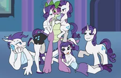 Size: 5100x3300 | Tagged: suggestive, artist:bico-kun, derpibooru import, rarity, spike, anthro, dragon, plantigrade anthro, pony, equestria girls, anthro with ponies, bedroom eyes, bisexual, blushing, breasts, clothes, commonity, dragonified, dress, elusive, eyes on the prize, gay, grin, half r63 shipping, harem, holding a pony, imminent sex, kissing, magic mirror, male, multeity, multiverse, nuzzling, open mouth, raised hoof, raridragon, rule 63, shipping, side, smiling, sparity, species swap, spelusive, spike gets all the mares, spike gets all the rarities, spike gets all the stallions, spikelove, square crossover, straight