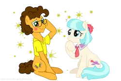 Size: 3000x2000 | Tagged: safe, artist:jaquelindreamz, derpibooru import, cheese sandwich, coco pommel, earth pony, pony, blushing, cheesecoco, crack shipping, female, glasses, male, shipping, straight