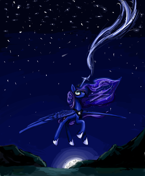 Size: 3000x3633 | Tagged: dead source, safe, artist:clrb, derpibooru import, princess luna, night, solo