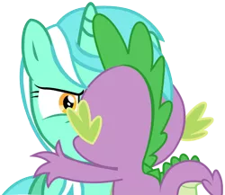 Size: 980x850 | Tagged: artist:titanium-pony, artist:twilightpoint, crack shipping, derpibooru import, do not want, female, kissing, lyra heartstrings, lyra is not amused, male, safe, shipping, simple background, spike, spyra, straight, transparent background, vector edit