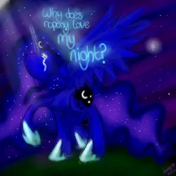 Size: 1200x1200 | Tagged: artist:amberony, derpibooru import, princess luna, sad, safe, solo