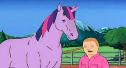 Size: 654x352 | Tagged: bobby hill, crossover, derpibooru import, g4, hoers, horse, king of the hill, safe, twilight sparkle