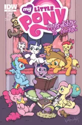 Size: 422x640 | Tagged: age regression, apple bloom, applejack, artist:katiecandraw, balloon, cover, cutie mark crusaders, derpibooru import, egg, fluttershy, idw, issue 17, katie does it again, mane six, muppet babies, pinkie pie, rainbow dash, rarity, retailer incentive, safe, scootaloo, spike, spike's egg, sweetie belle, twilight sparkle, younger