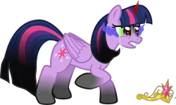 Size: 6419x3816 | Tagged: safe, artist:0nautile18e26, derpibooru import, twilight sparkle, twilight sparkle (alicorn), alicorn, pony, corrupted, corrupted twilight sparkle, dark magic, female, magic, mare, simple background, solo, sombra eyes, transparent background