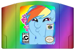 Size: 1005x678 | Tagged: artist:jaythebrainmann, derpibooru import, gradient, nintendo, nintendo 64, rainbow dash, safe, solo