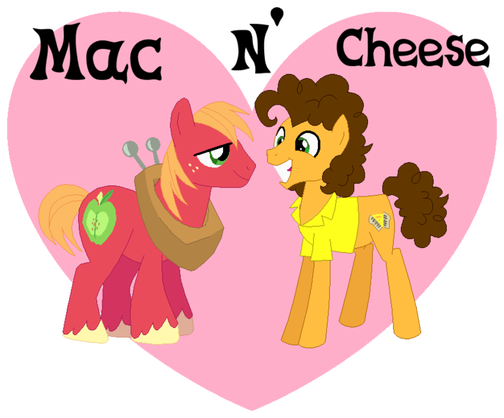 Size: 845x701 | Tagged: safe, artist:ipandacakes, derpibooru import, big macintosh, cheese sandwich, earth pony, pony, crack shipping, gay, joke shipping, mac n cheese, male, shipping, shonen al, stallion