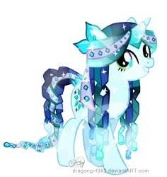 Size: 1225x1300 | Tagged: safe, artist:diigii-doll, derpibooru import, oc, oc:aqua wish, unofficial characters only, pony, unicorn, crystallized, solo