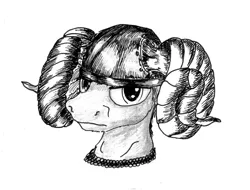 Size: 1024x780 | Tagged: artist:ravetuba, derpibooru import, helmet, horned helmet, monochrome, portrait, safe, solo, traditional art, viking