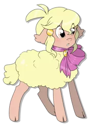 Size: 778x1027 | Tagged: safe, artist:rannarbananar, derpibooru import, oc, unofficial characters only, sheep, bow, solo