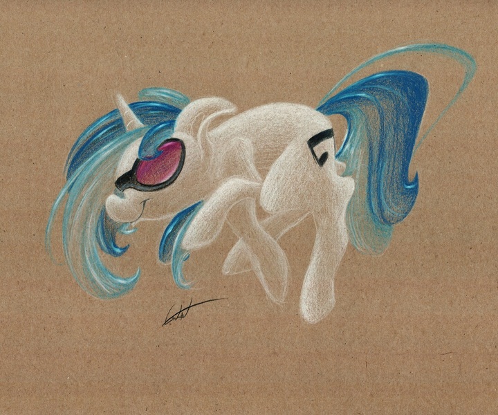 Size: 1280x1066 | Tagged: artist:getchanoodlewet, derpibooru import, safe, solo, traditional art, vinyl scratch