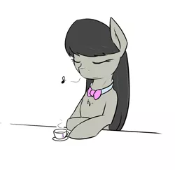 Size: 1280x1243 | Tagged: safe, artist:erthilo, derpibooru import, octavia melody, earth pony, pony, ask octavia, ask, cup, eyes closed, female, mare, solo, teacup, tumblr