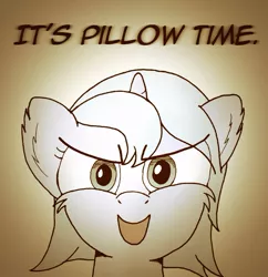 Size: 641x661 | Tagged: artist:arvaus, ask woona and tia, cute, derpibooru import, filly, looking at you, pillow, princess luna, safe, smiling, solo, woona