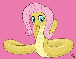 Size: 3850x2975 | Tagged: artist:tomtornados, cobra, derpibooru import, fluttershy, fluttersnake, forked tongue, hissing, safe, snake, solo, species swap, wallpaper