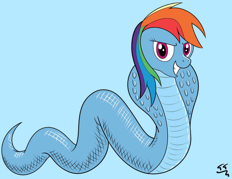 Size: 3850x2975 | Tagged: artist:tomtornados, cobra, derpibooru import, rainbow coils, rainbow dash, safe, snake, solo, species swap, wallpaper