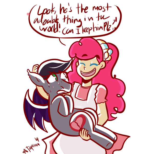 Size: 1000x965 | Tagged: safe, artist:php52, derpibooru import, pinkie pie, oc, oc:aux, bat pony, human, clothes, humanized