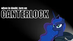 Size: 1920x1080 | Tagged: artist:biizzroni, artist:terrygamez, canterlock, cape, caps lock, clothes, derpibooru import, princess luna, safe, solo, traditional royal canterlot voice, vector, wallpaper